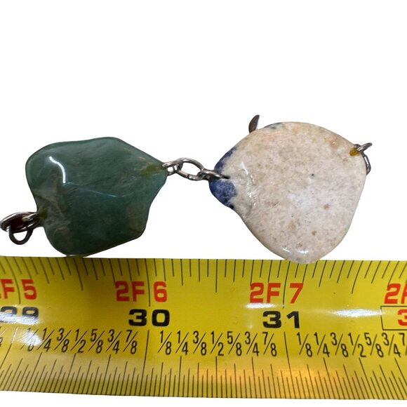 Vintage Large Nugget Multi gemstone Necklace Wire Wrapped Natural Mineral 31" - Picture 4 of 10